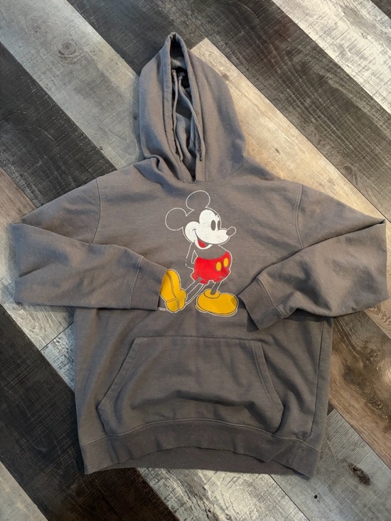 Disney Other - Disney Mickey Mouse Hoodie Gray Distressed Speckled Graphic Pullover Size L